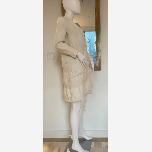 Zara Outerwear Jacket Cardigan Twill Small Cream Frayed Edges Boho - Picture 3 of 5